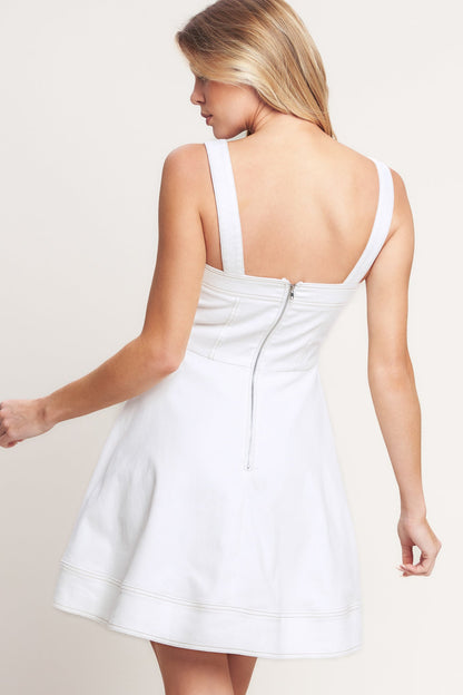 FIRST DATE FEELS WHITE TWILL MINI DRESS FINAL