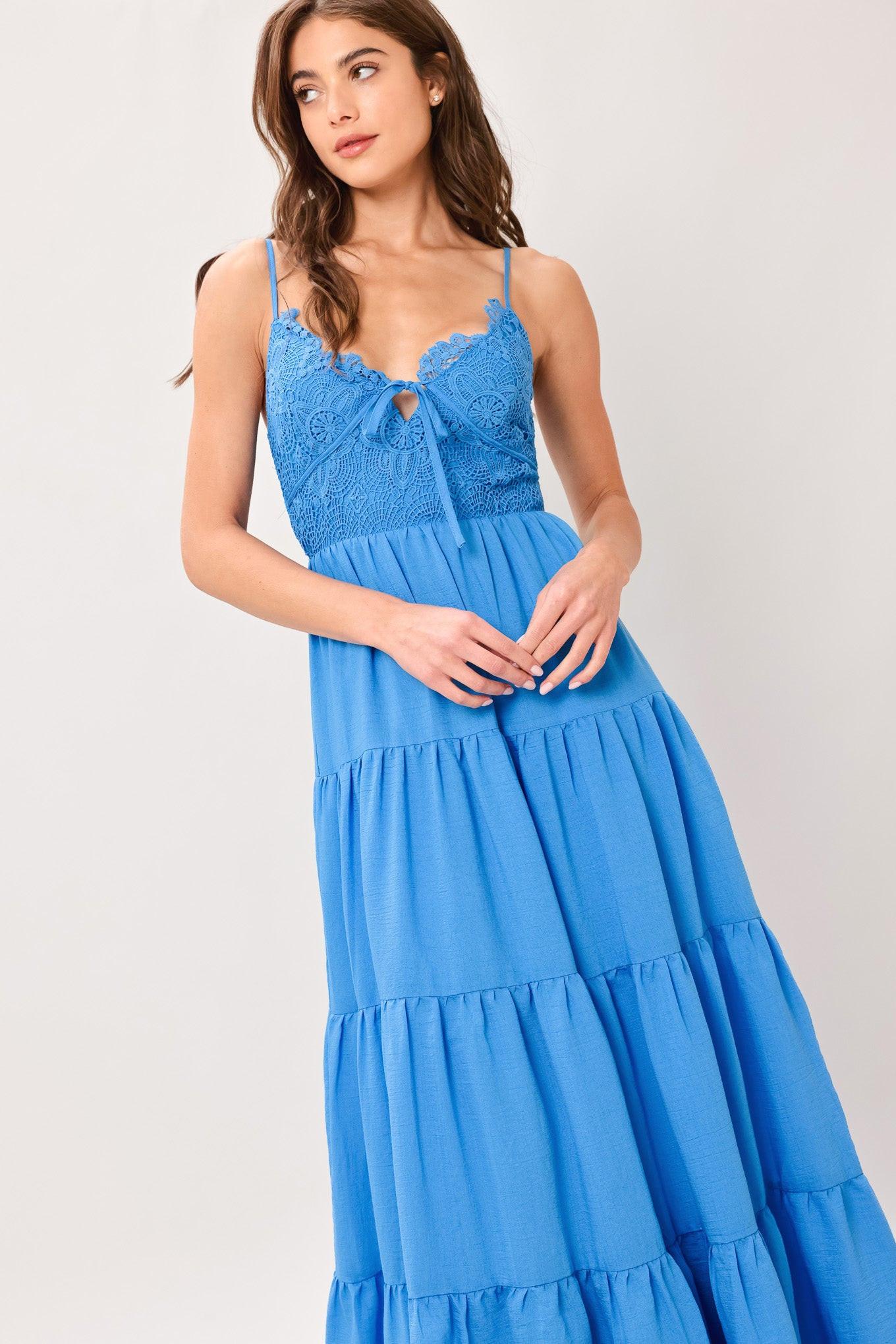 GOLDEN HOUR LACE BODICE MAXI DRESS