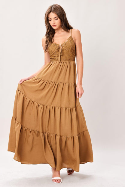 GOLDEN HOUR LACE BODICE MAXI DRESS