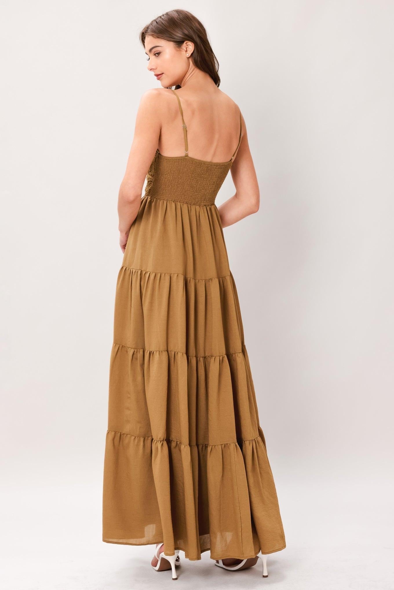 GOLDEN HOUR LACE BODICE MAXI DRESS