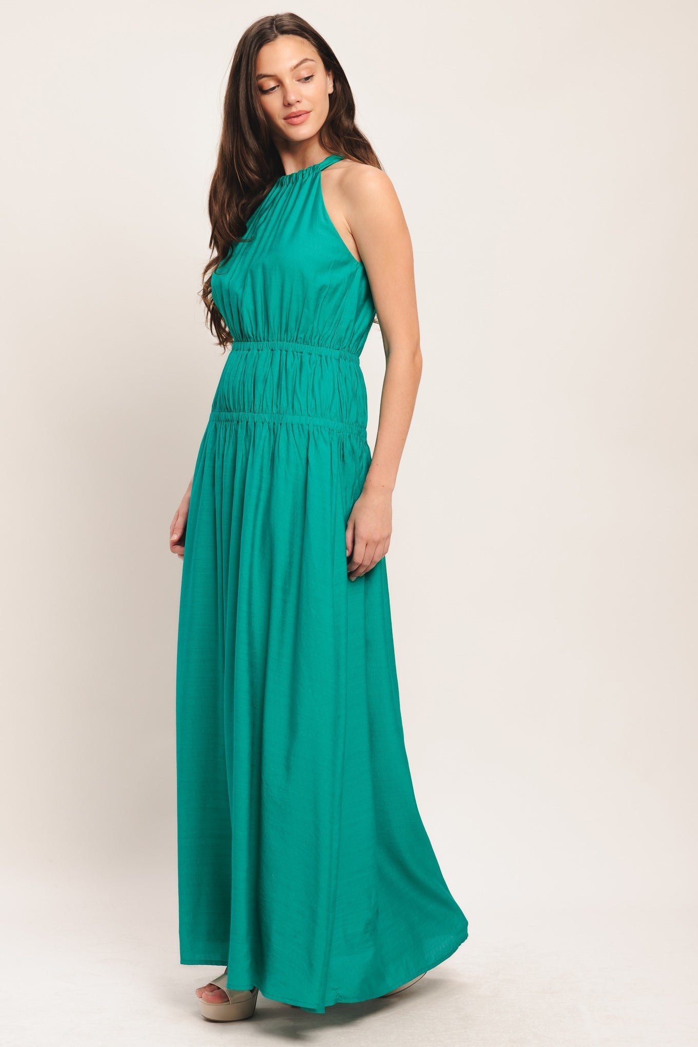 RIVER WALK TEAL MAXI DRESS