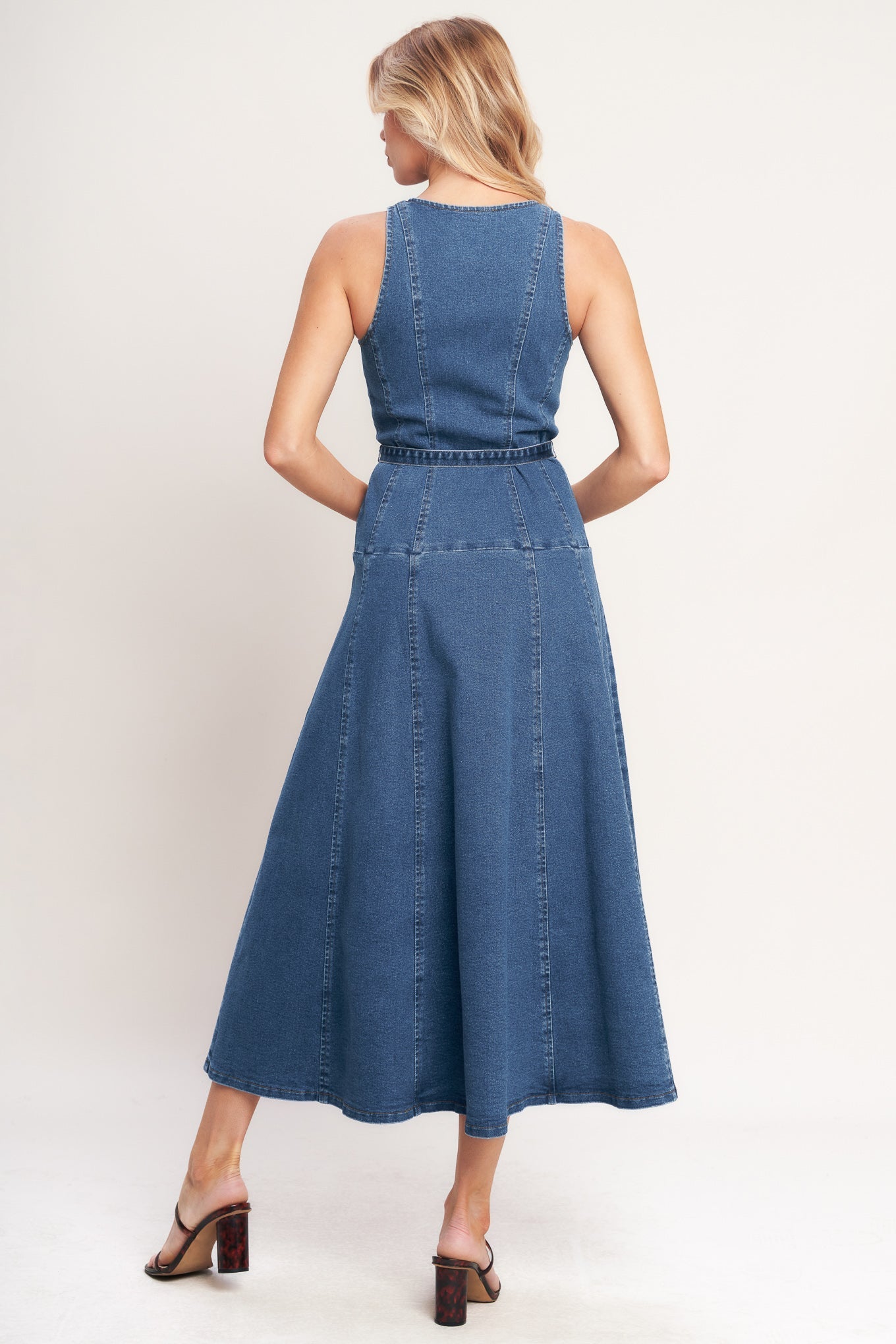 SUNDAY STROLL A- DENIM MIDI DRESS