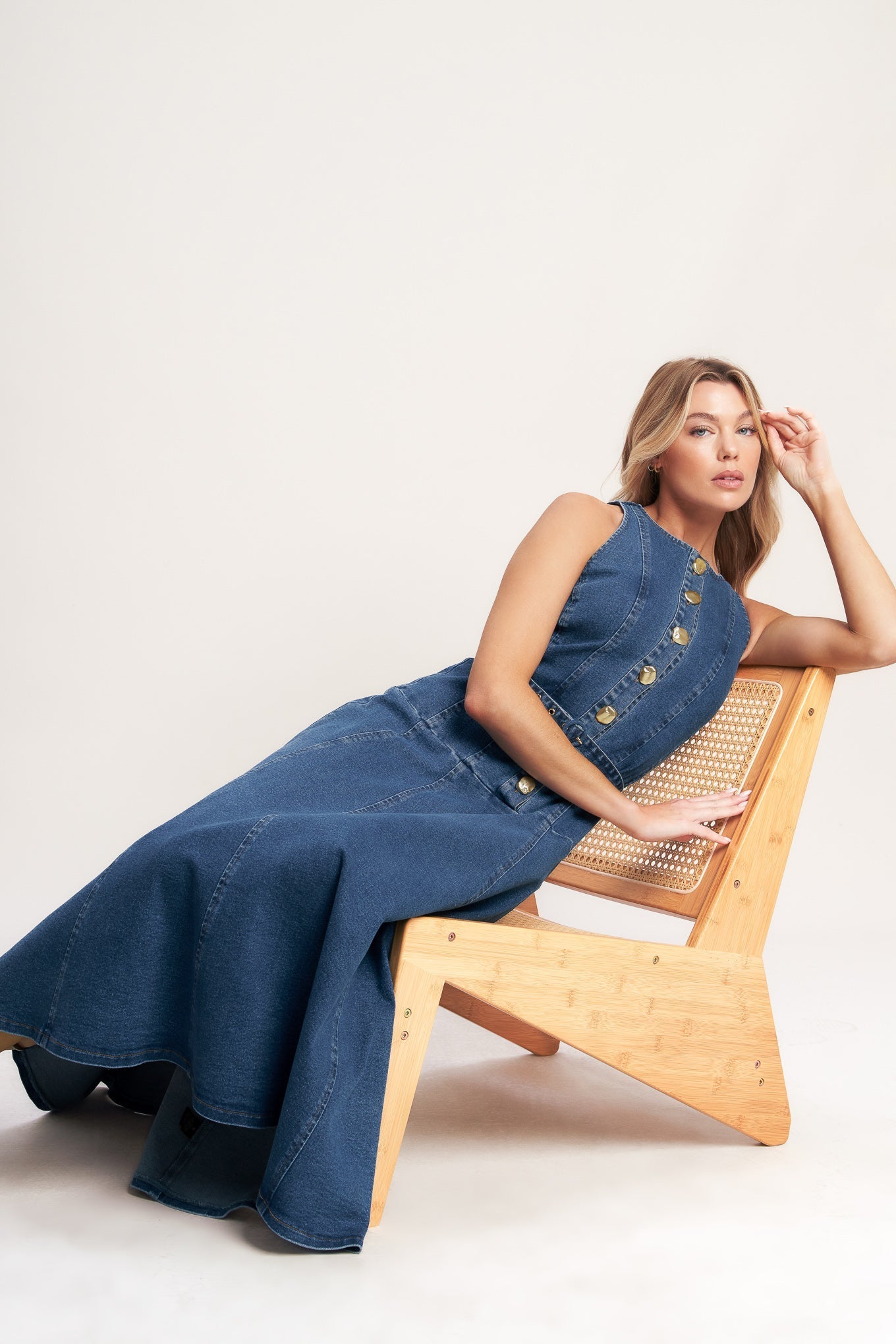 SUNDAY STROLL A- DENIM MIDI DRESS