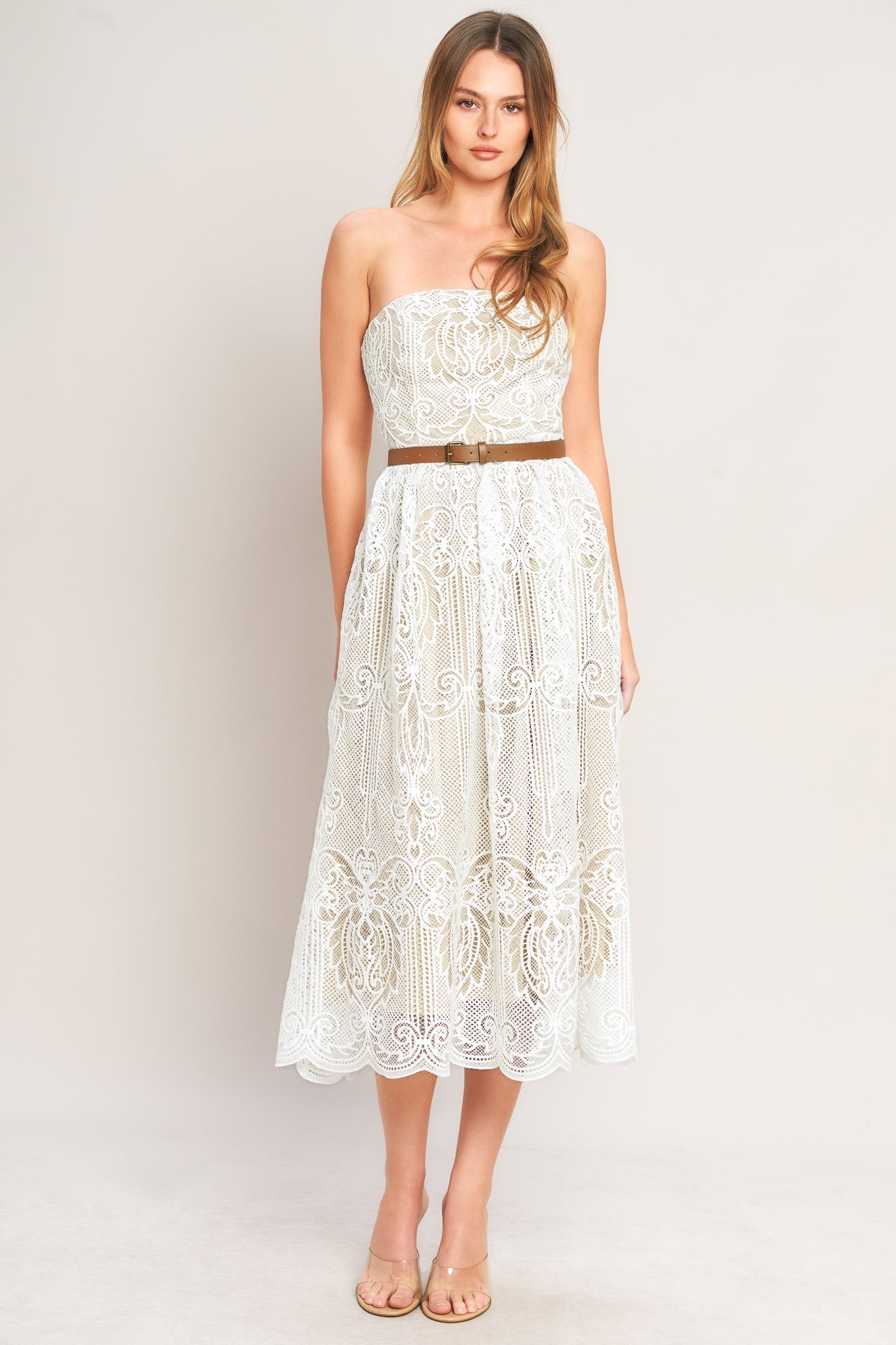 ELEGANT GARDEN LACE MIDI DRESS