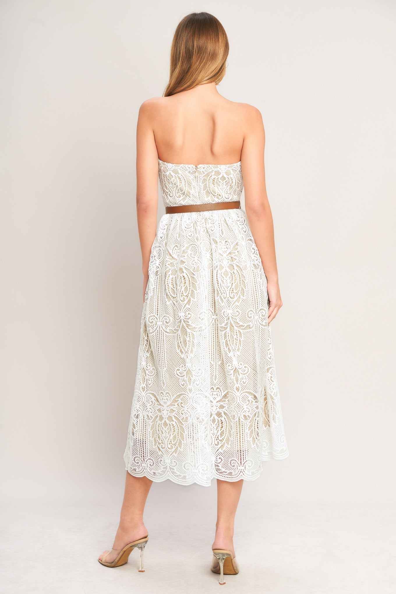ELEGANT GARDEN LACE MIDI DRESS