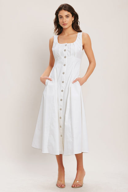 SEASIDE BRUNCH WHITE MIDI DRESS
