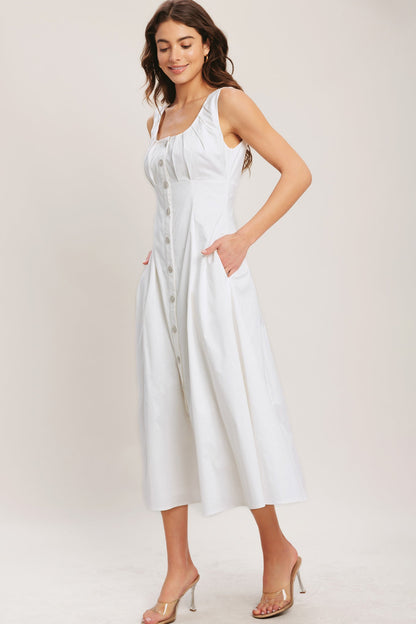 SEASIDE BRUNCH WHITE MIDI DRESS