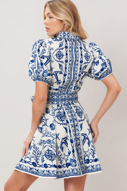 ISLAND PULSE BLUE MINI DRESS