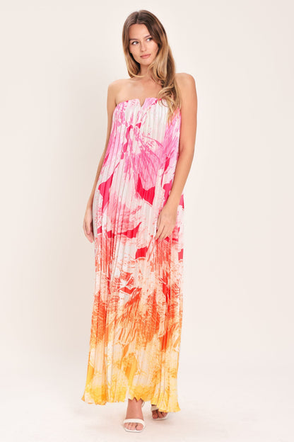 VACAY CRUSH PLEATED MAXI DRESS