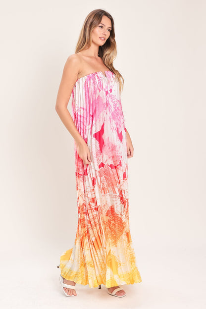 VACAY CRUSH PLEATED MAXI DRESS