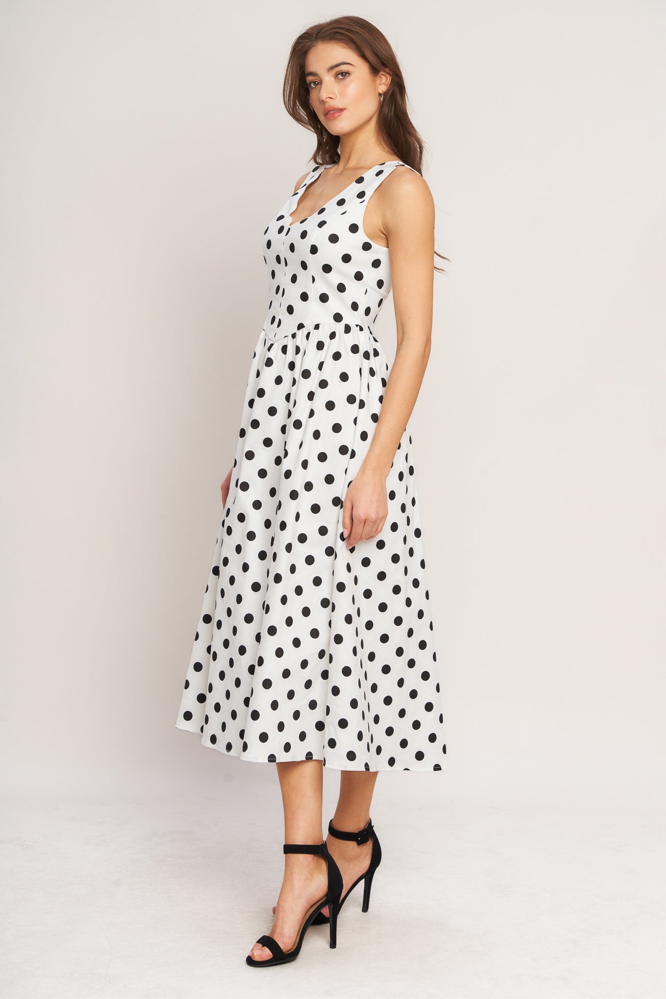 VINTAGE WHISPER POLKA DOT MIDI DRESS
