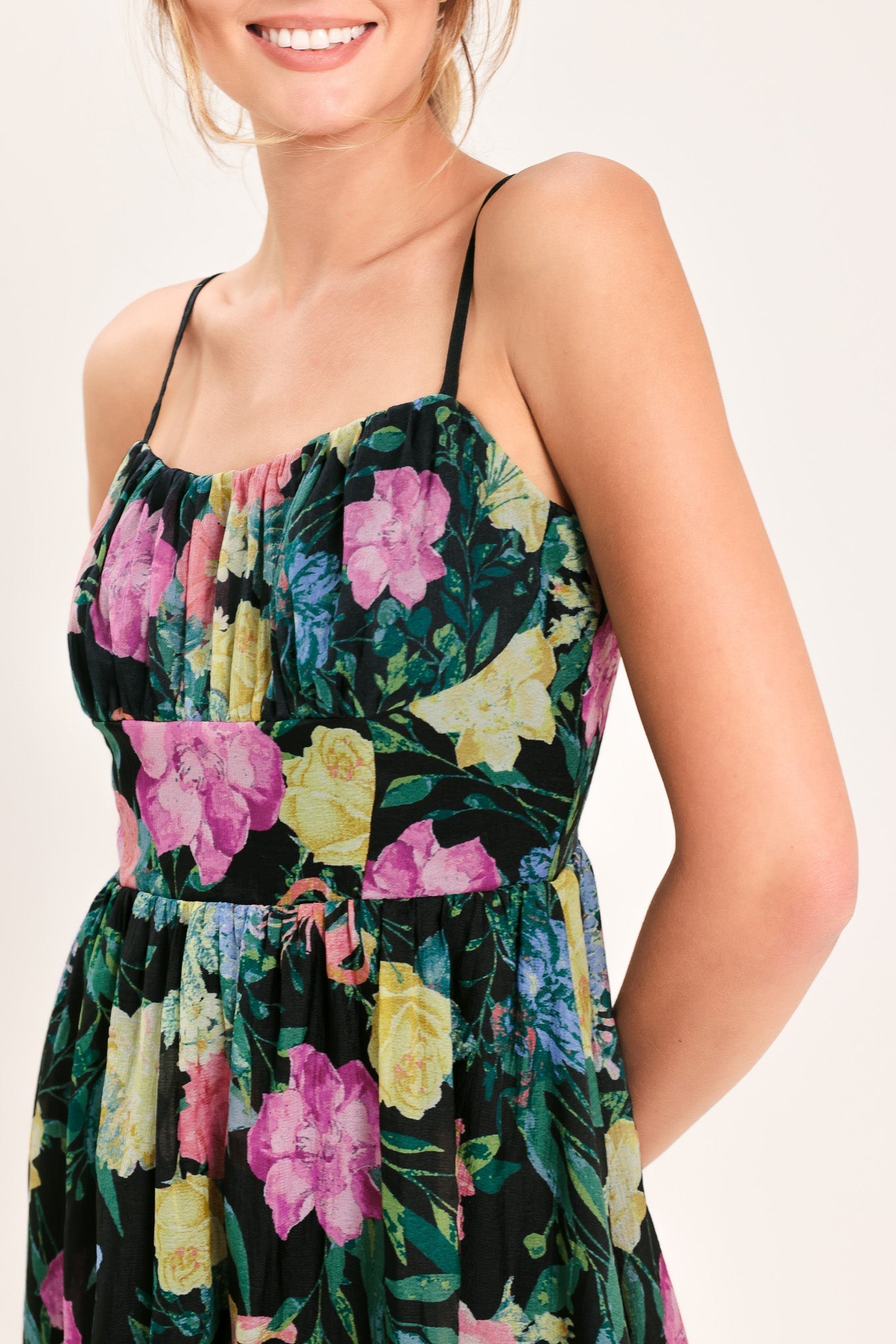 SHADOW SPRINGS A- FLORAL MIDI DRESS