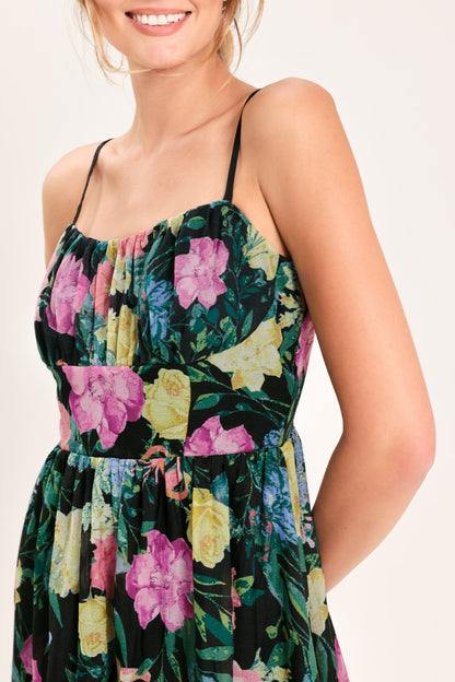SHADOW SPRINGS A- FLORAL MIDI DRESS