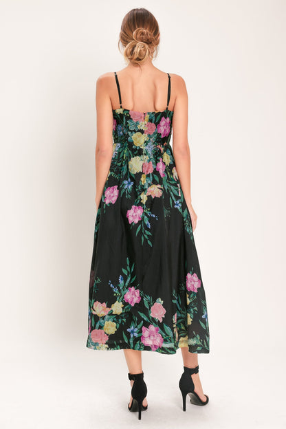SHADOW SPRINGS A- FLORAL MIDI DRESS