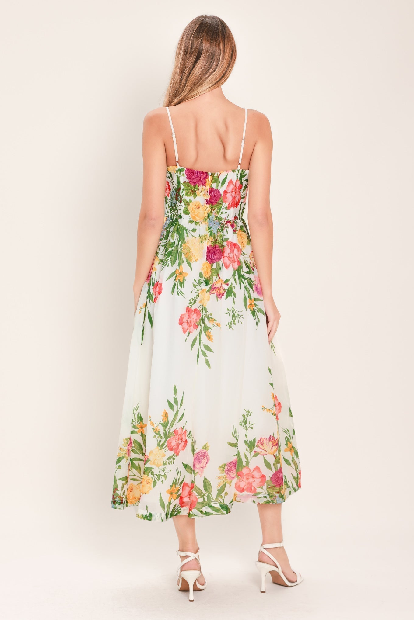 SHADOW SPRINGS A- FLORAL MIDI DRESS