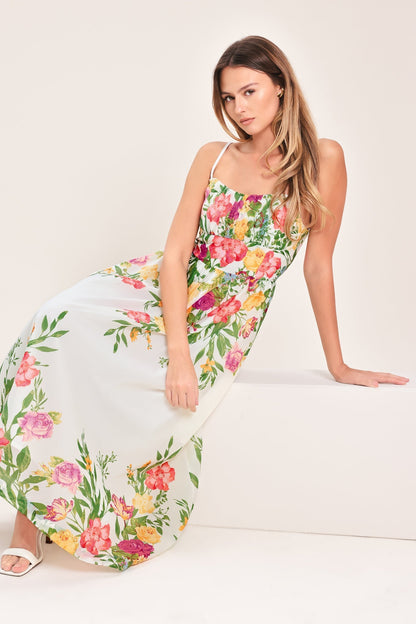 SHADOW SPRINGS A- FLORAL MIDI DRESS