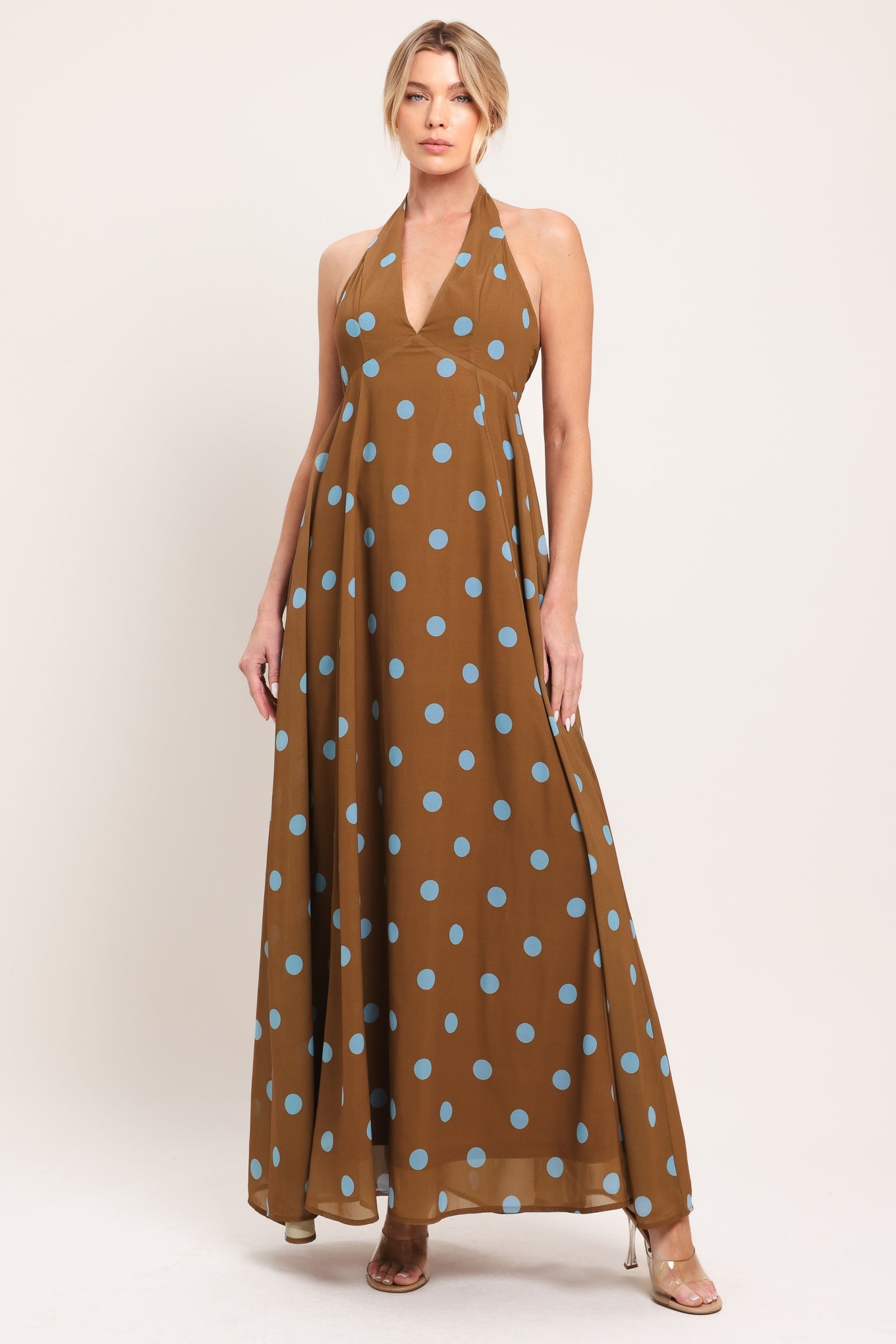 DOTTY LOVE HALTER MAXI DRESS