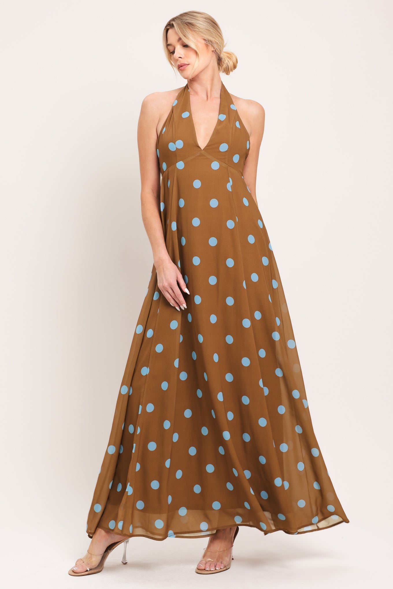 DOTTY LOVE HALTER MAXI DRESS