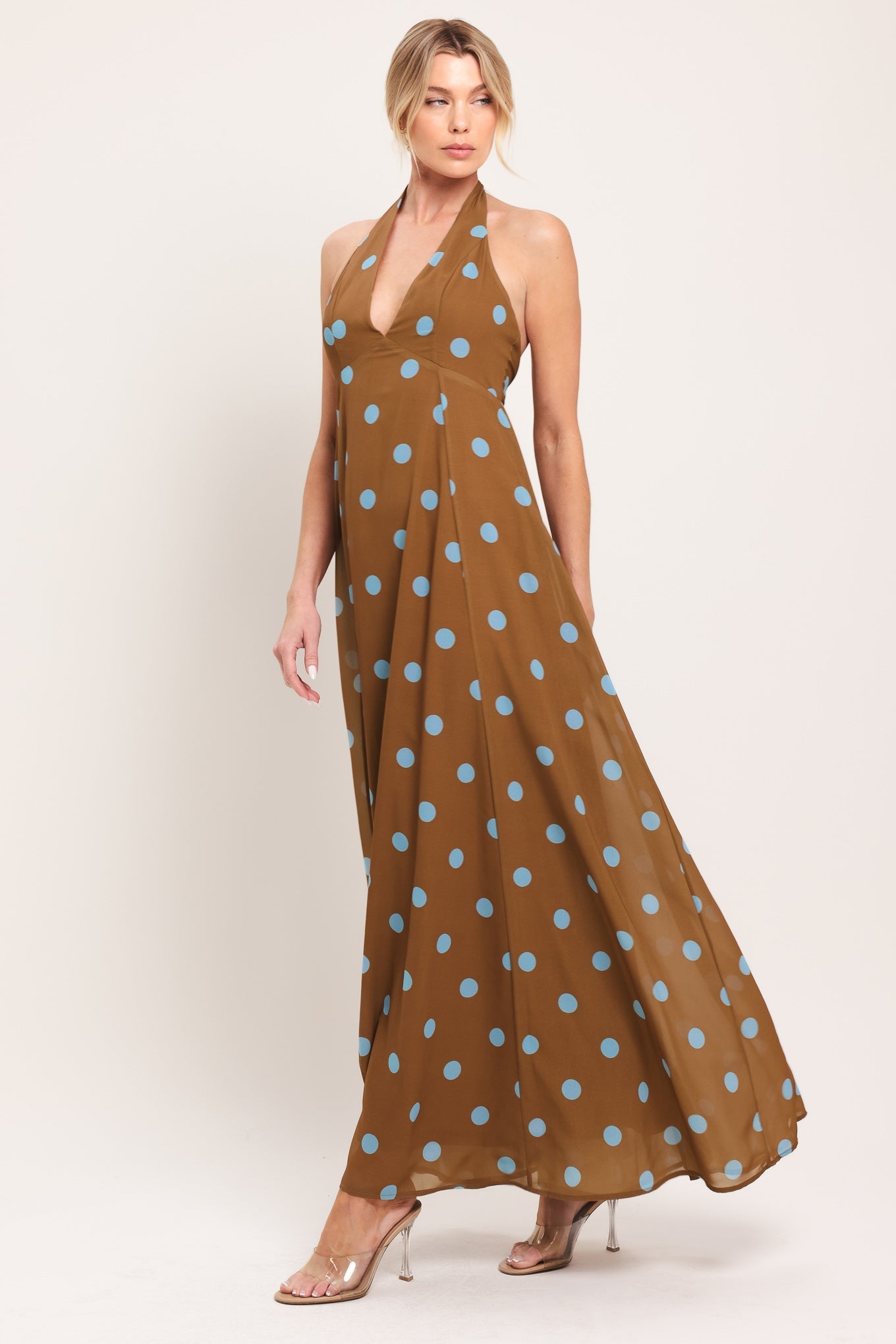 DOTTY LOVE HALTER MAXI DRESS