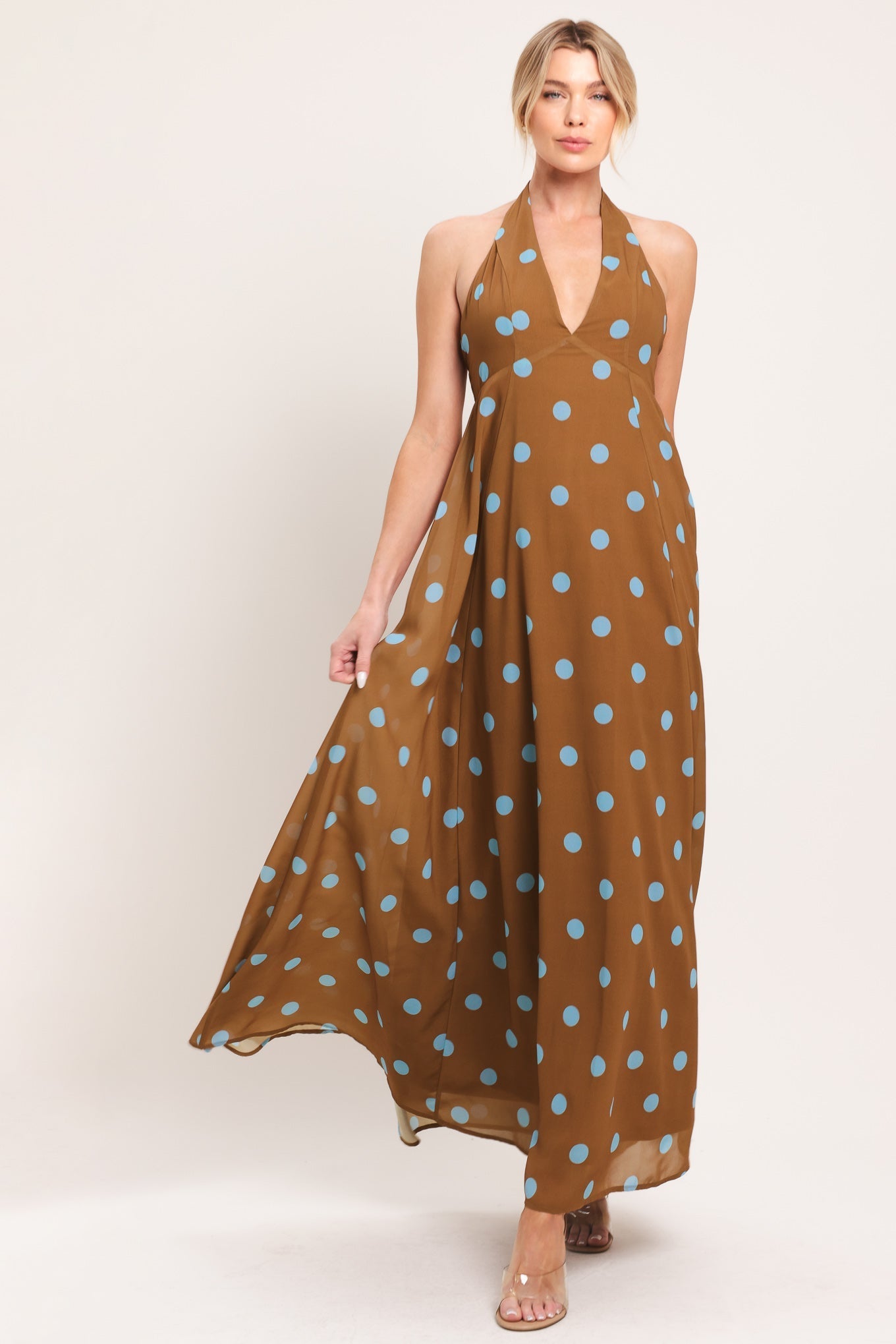 DOTTY LOVE HALTER MAXI DRESS