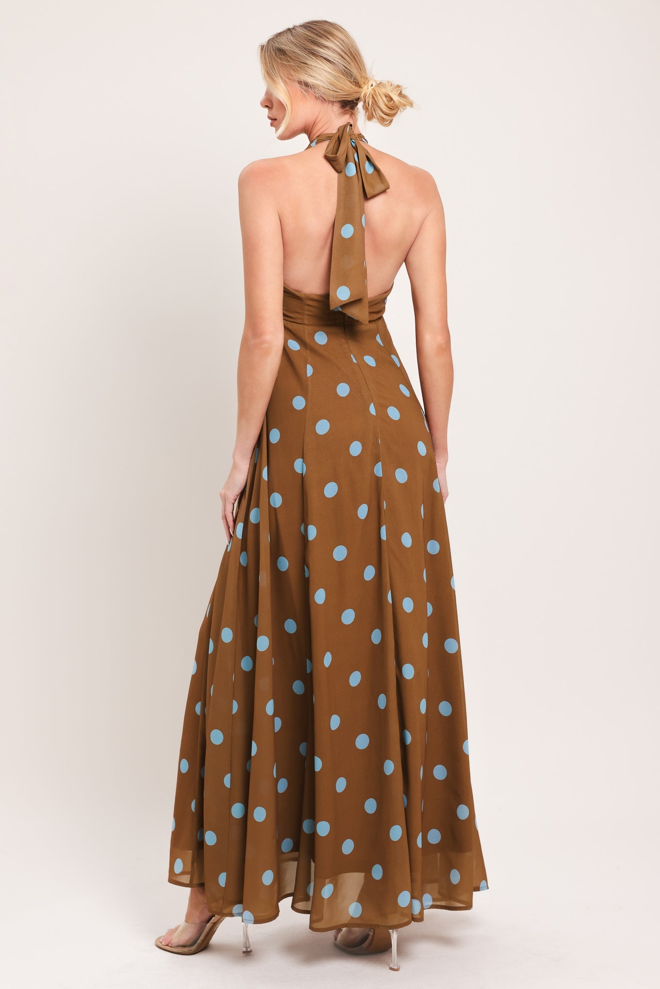 DOTTY LOVE HALTER MAXI DRESS