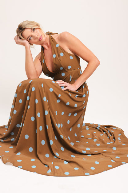 DOTTY LOVE HALTER MAXI DRESS