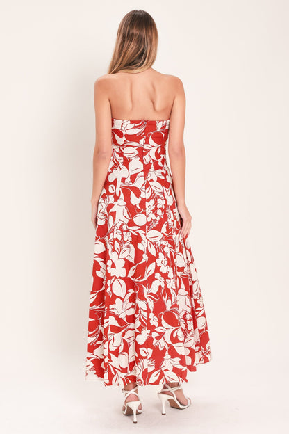 VIBRANT PETAL RED MIDI DRESS