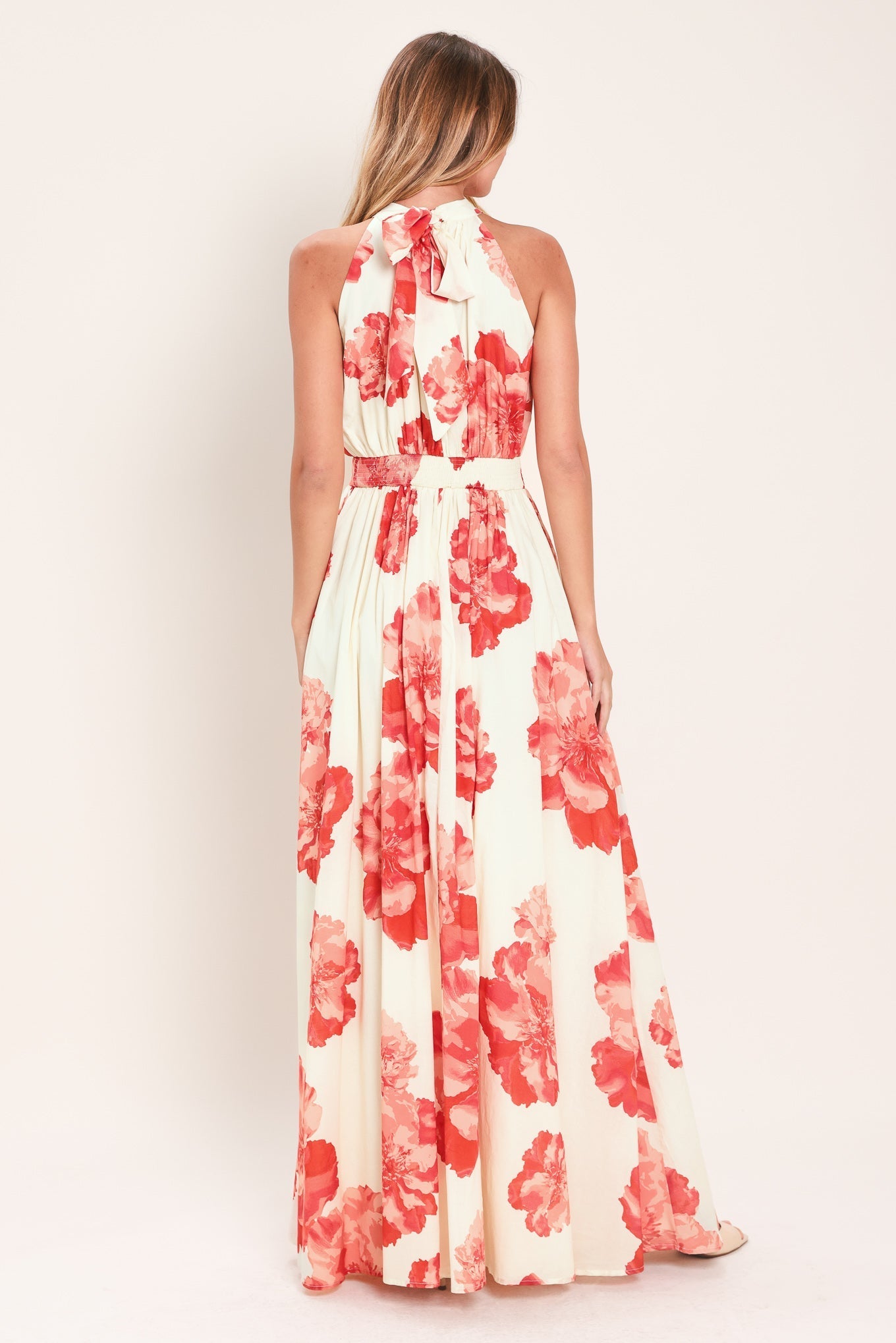 BLOOMING LOVE HALTER MAXI DRESS