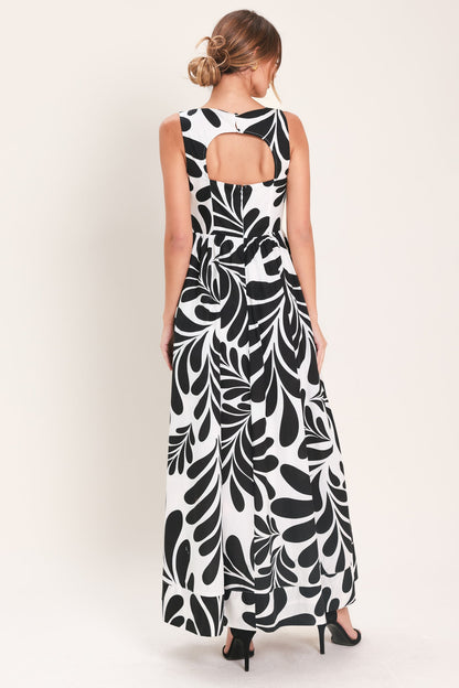 MONO BLOOM MAXI DRESS WITH KEYHOLE BACK