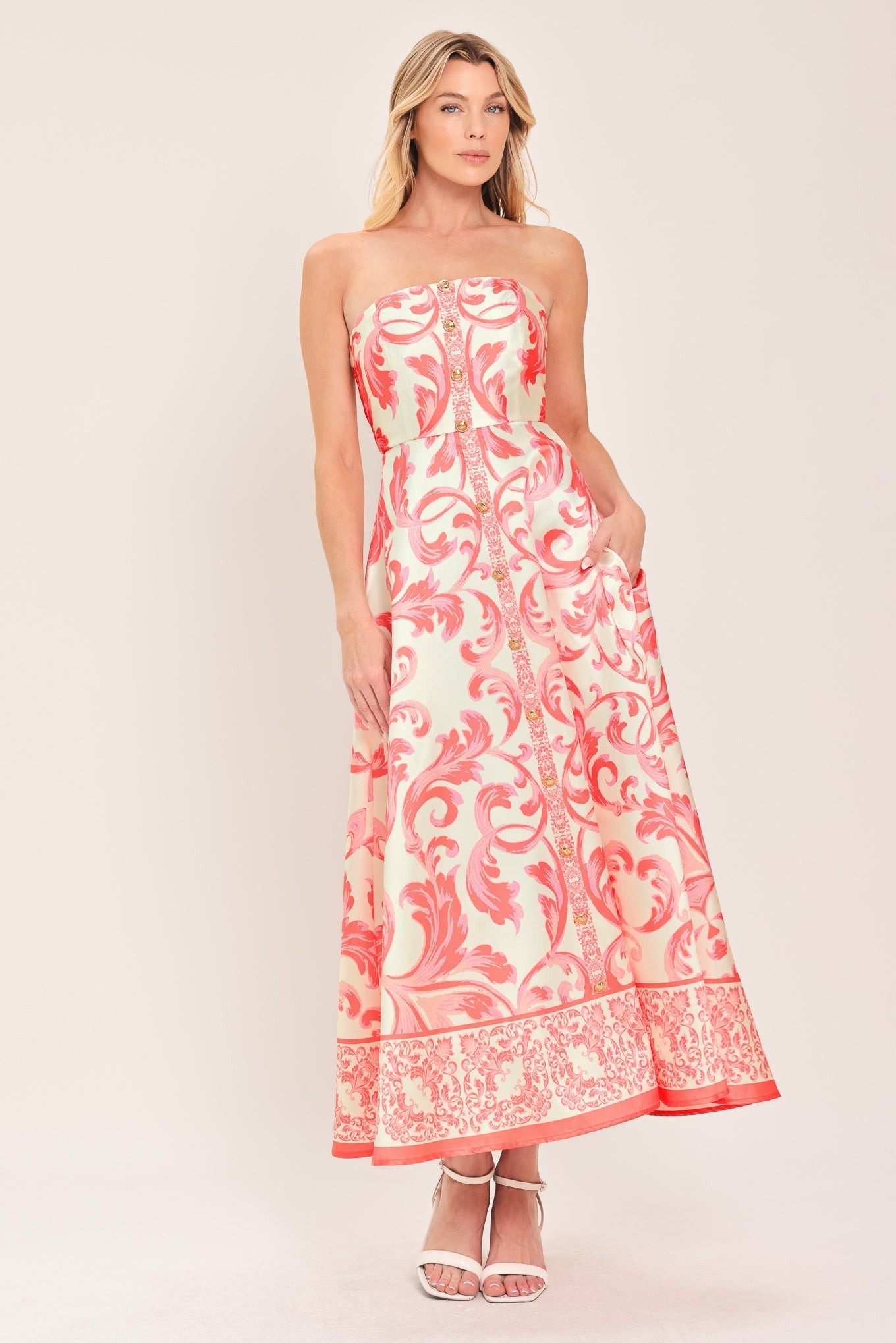 SUNSET ROYALTY PINK MIDI DRESS