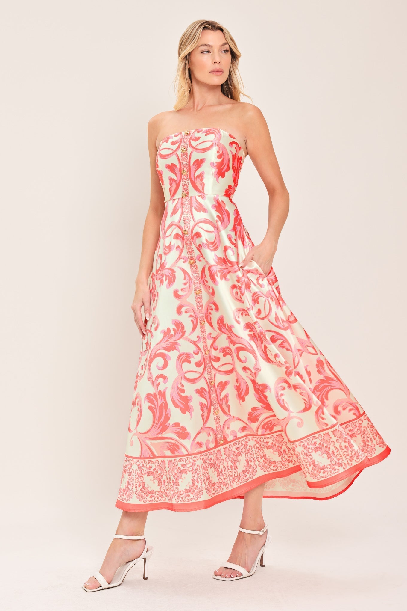 SUNSET ROYALTY PINK MIDI DRESS