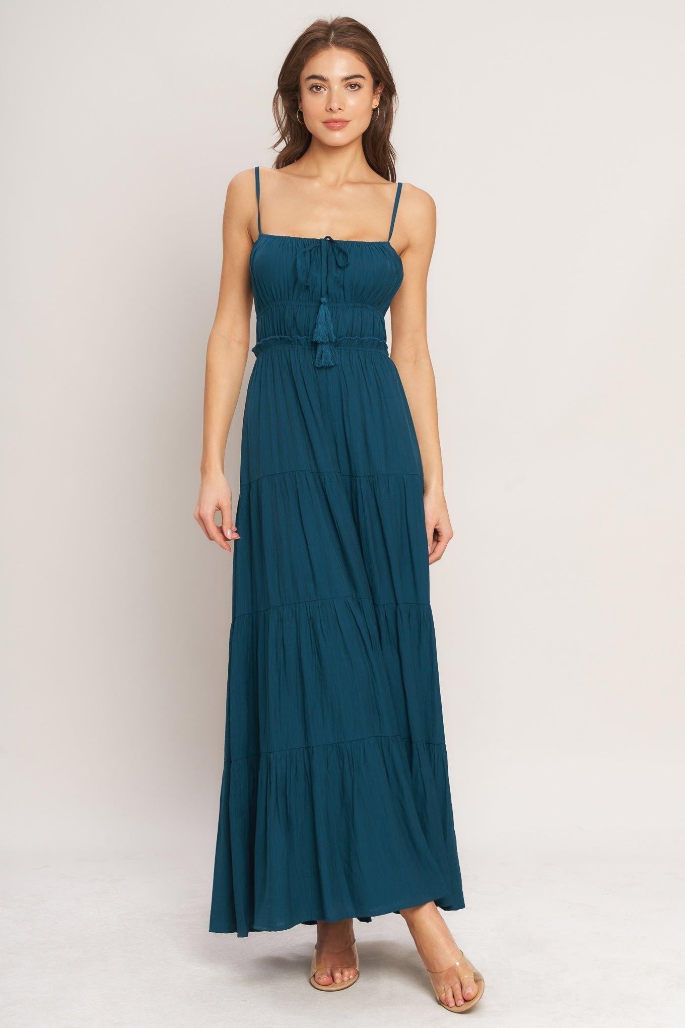 OCEAN BREEZE TEAL MAXI DRESS