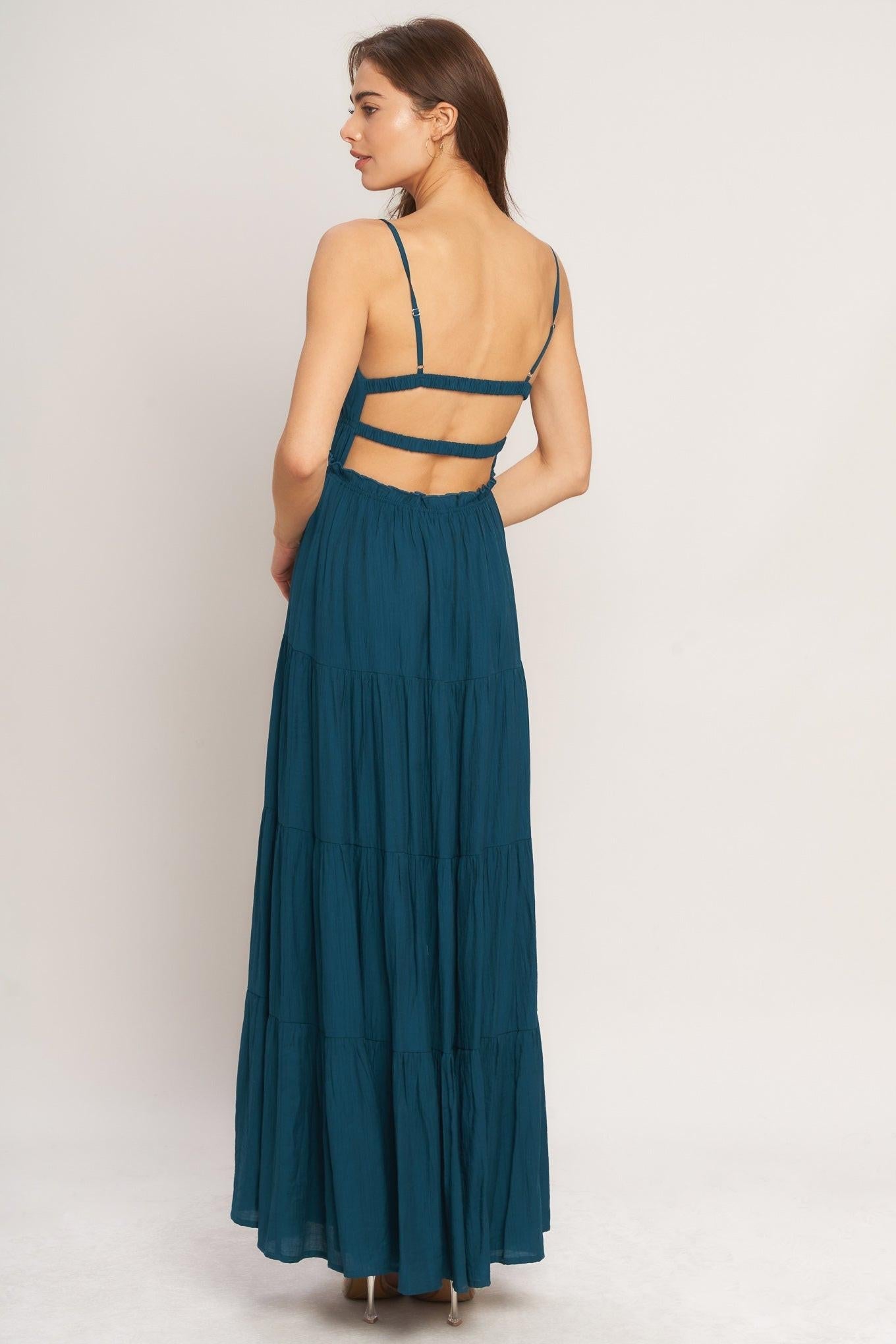 OCEAN BREEZE TEAL MAXI DRESS