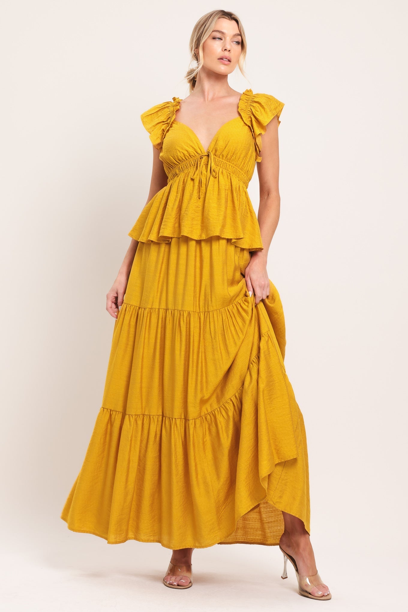 FALLING FOR YOU MUSTARD YELLOW MAXI DRESS