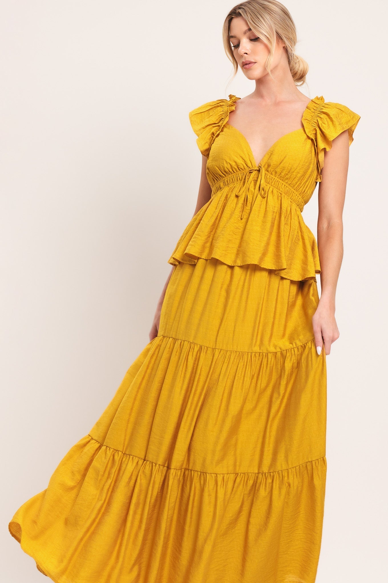 FALLING FOR YOU MUSTARD YELLOW MAXI DRESS