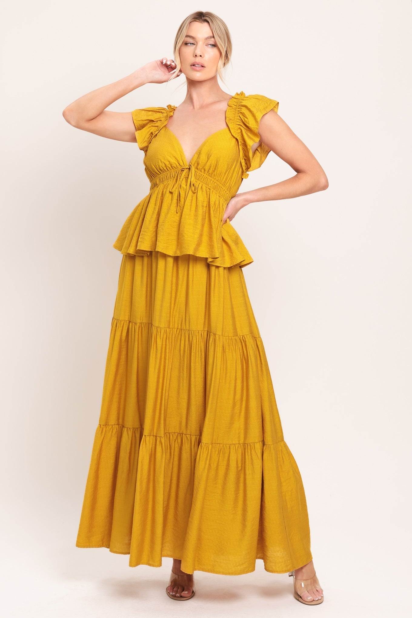 FALLING FOR YOU MUSTARD YELLOW MAXI DRESS