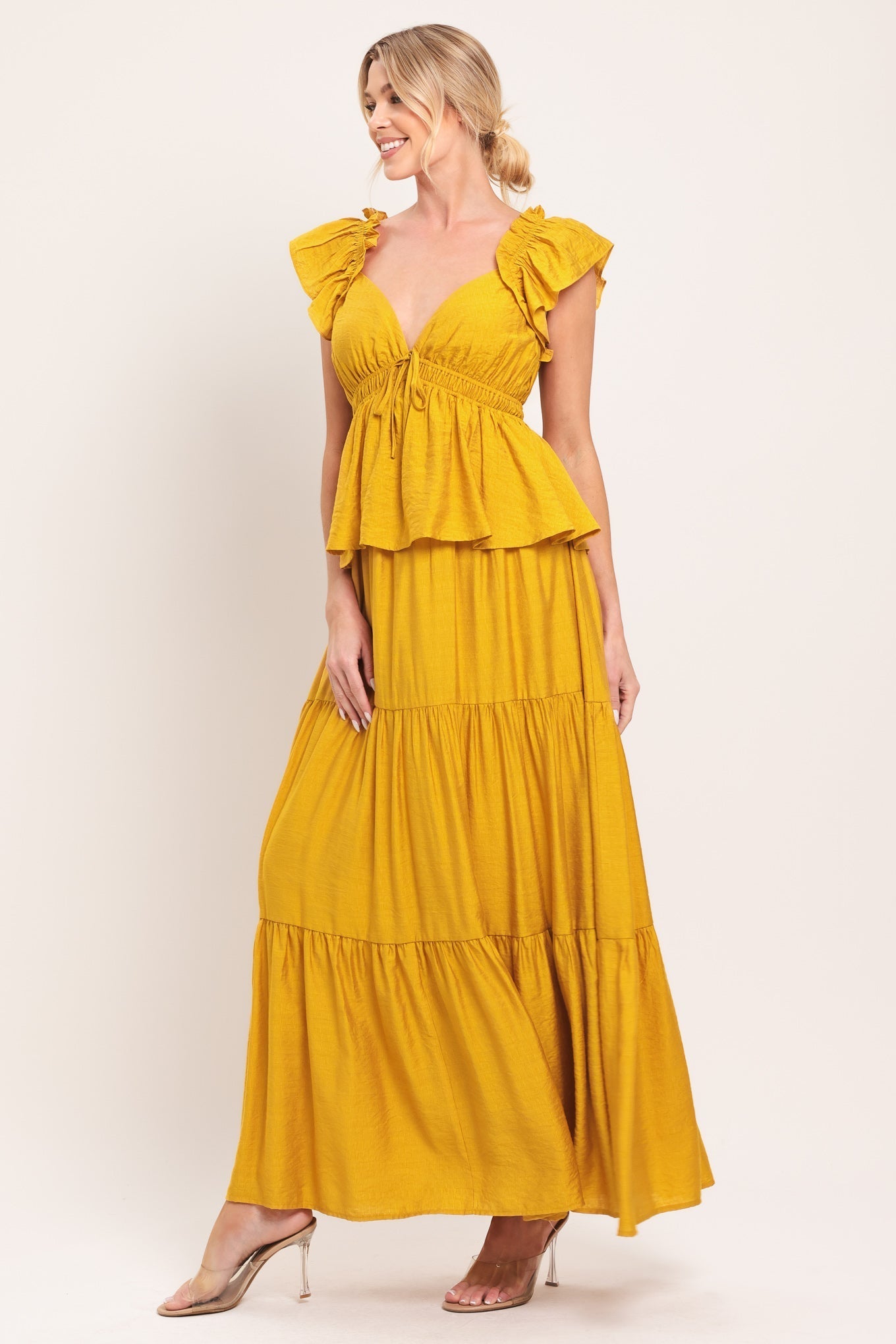 FALLING FOR YOU MUSTARD YELLOW MAXI DRESS