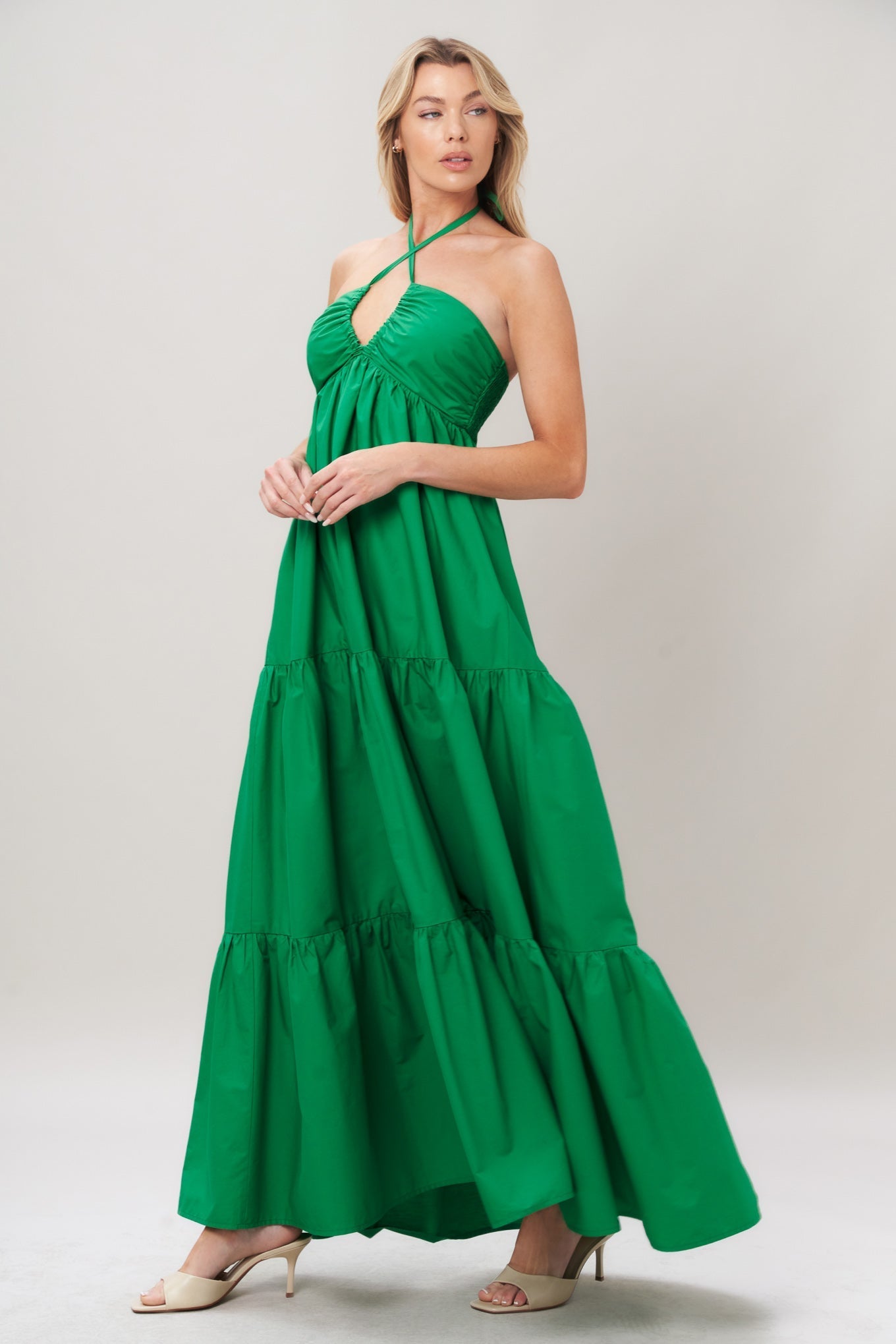 TROPIC STATEMENT GREEN MAXI DRESS