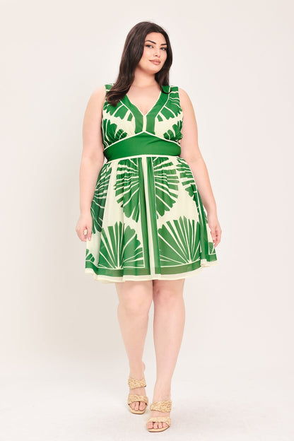 PALM BREEZE GREEN MINI DRESS
