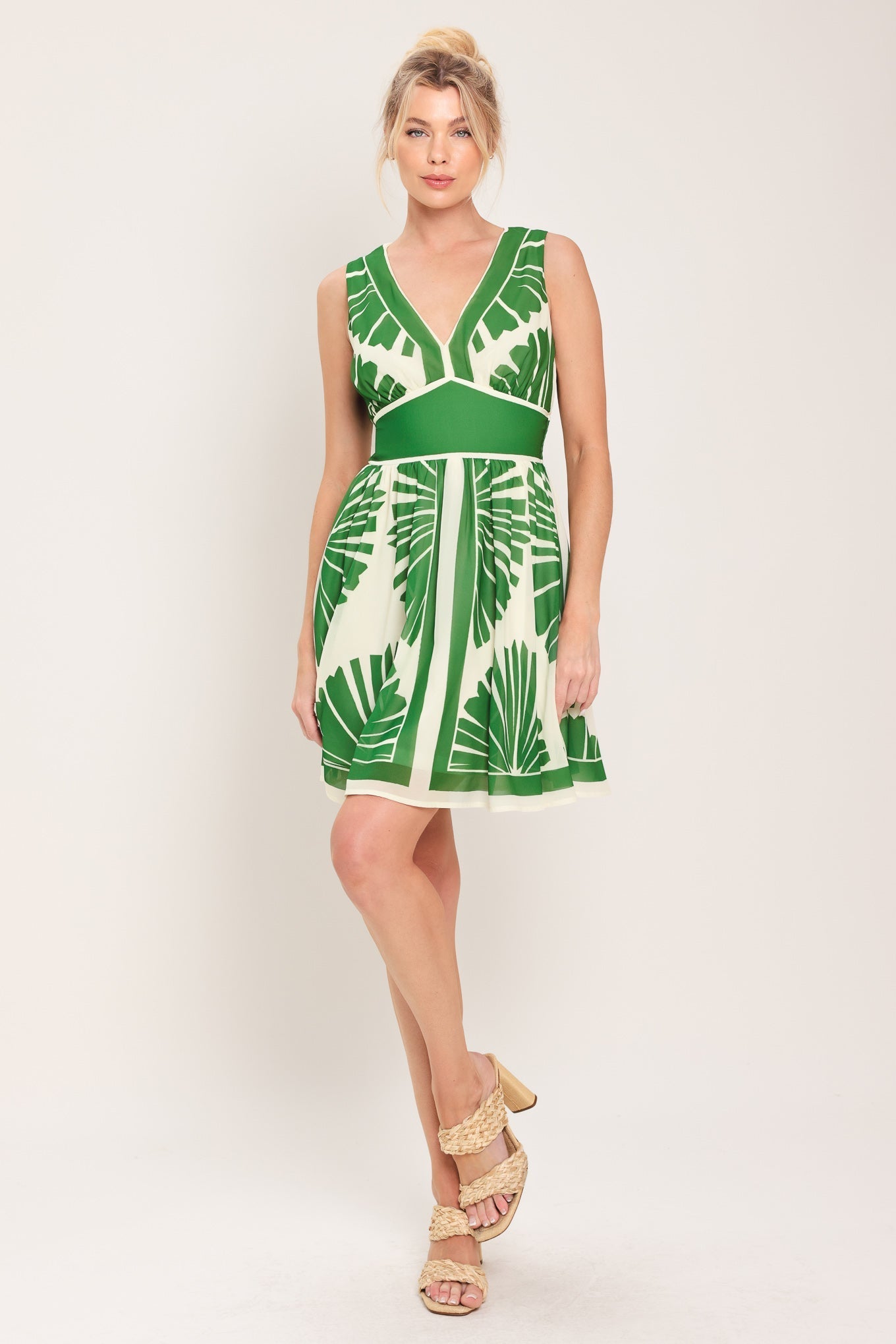 PALM BREEZE GREEN MINI DRESS