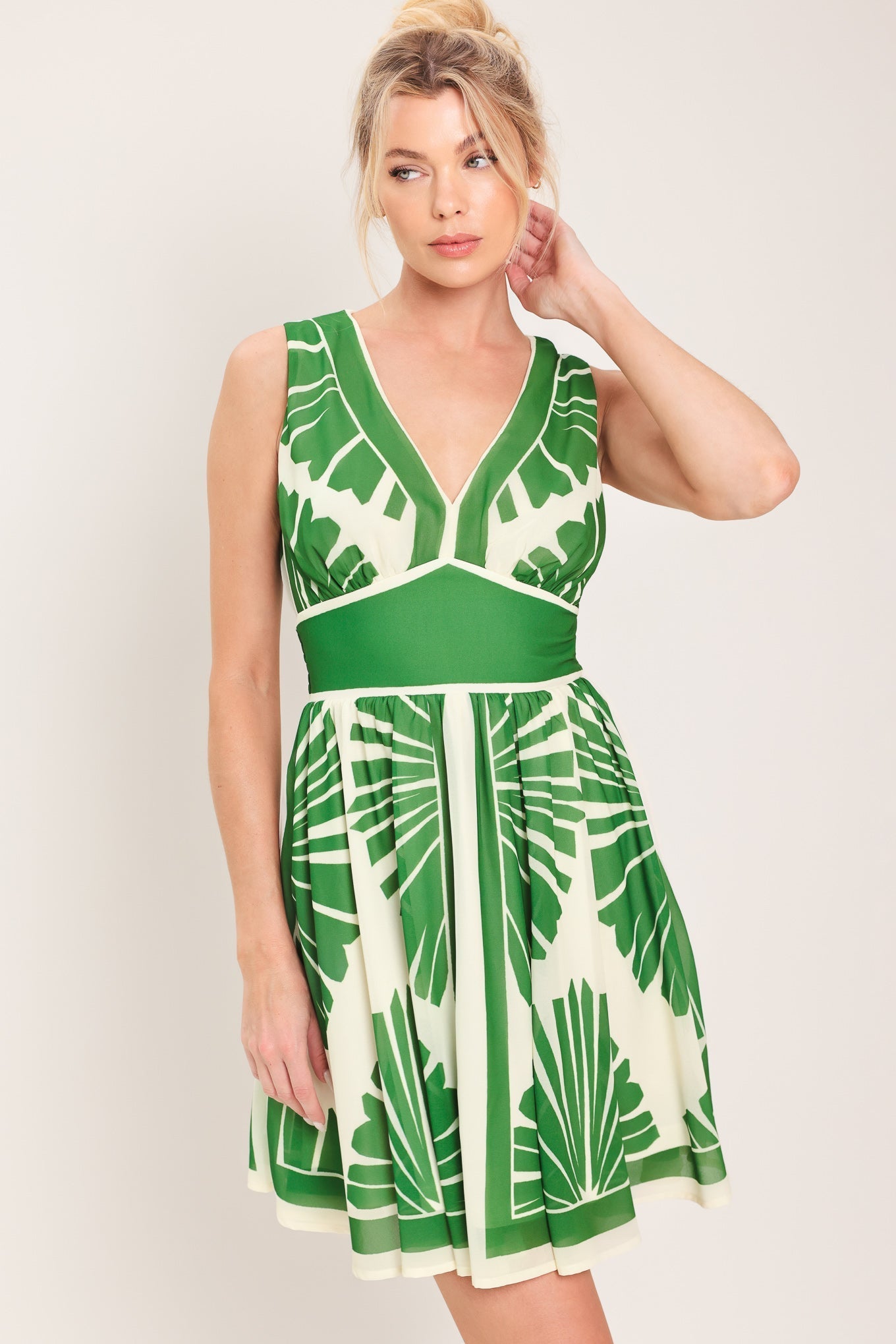 PALM BREEZE GREEN MINI DRESS