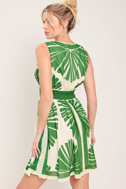 PALM BREEZE GREEN MINI DRESS