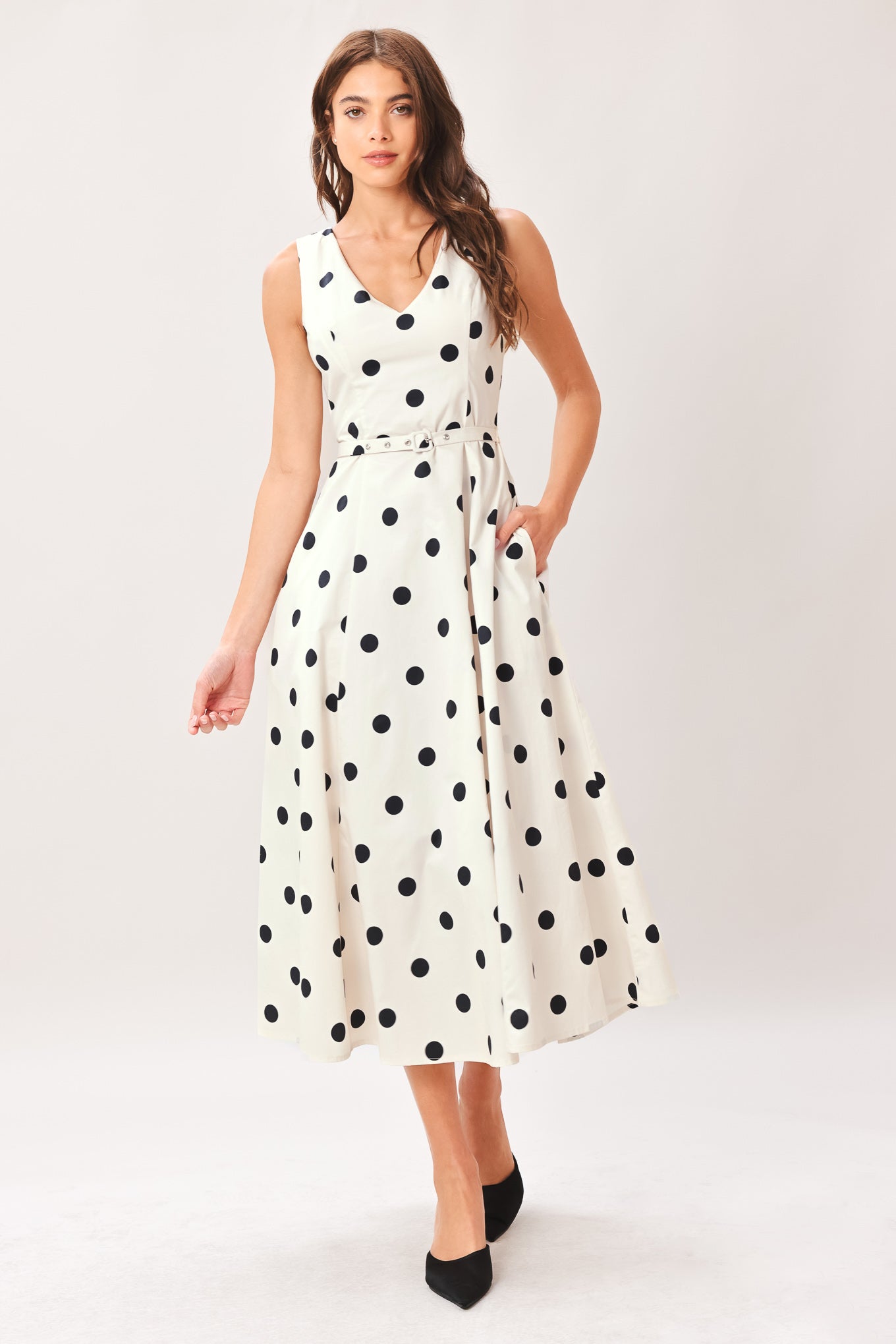 PURE POLKA IVORY MIDI DRESS