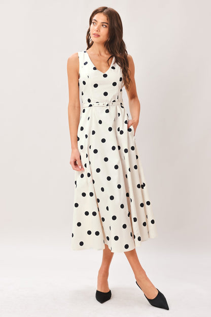 PURE POLKA IVORY MIDI DRESS