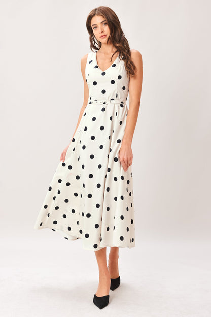 PURE POLKA IVORY MIDI DRESS
