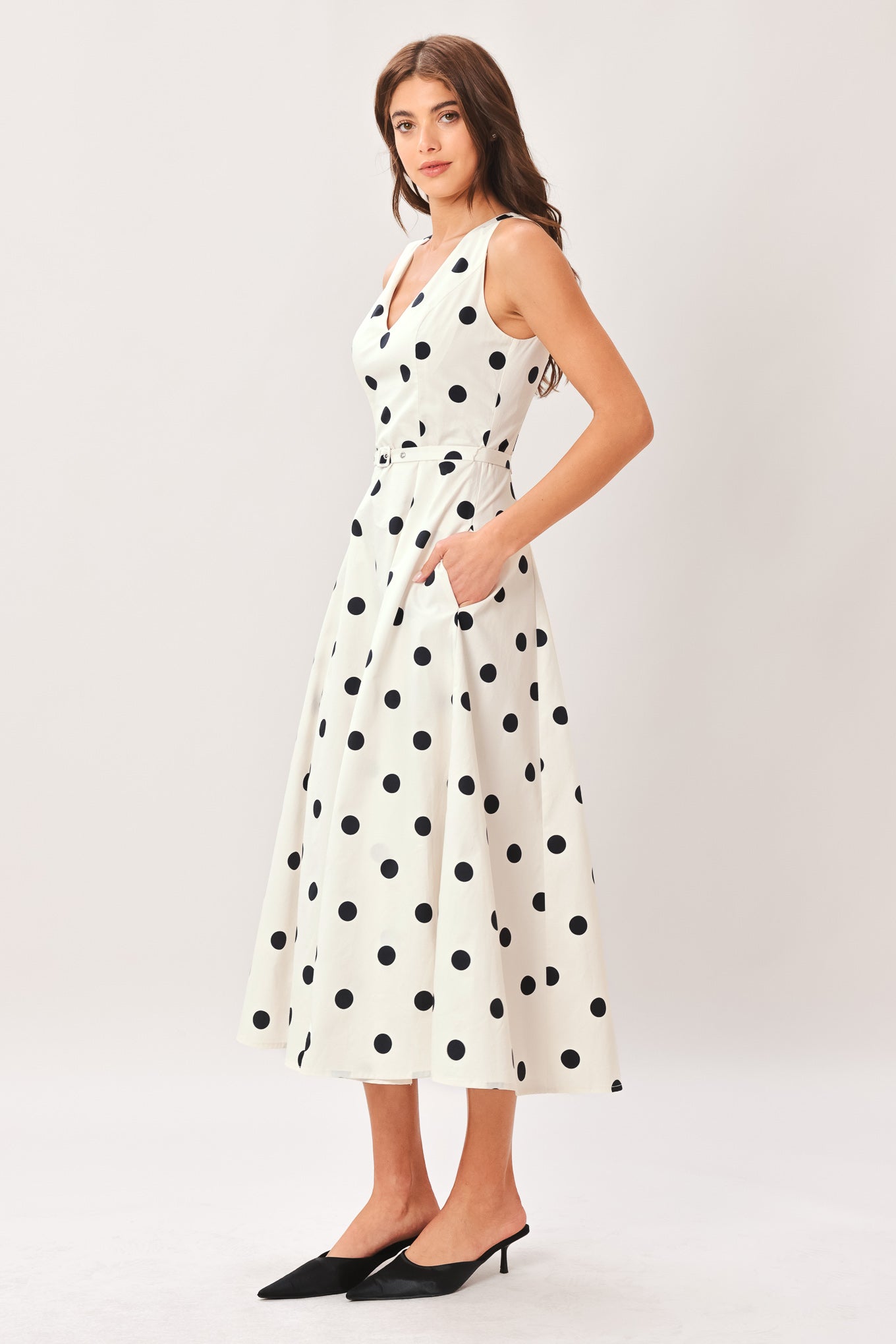 PURE POLKA IVORY MIDI DRESS