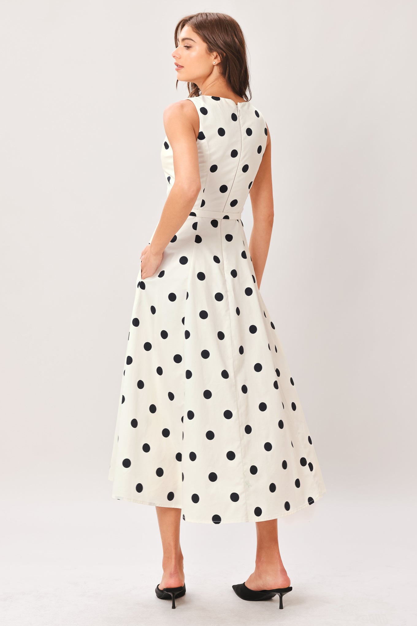 PURE POLKA IVORY MIDI DRESS
