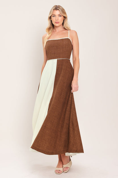 SIENNA FORM COLOR BLOCK MIDI DRESS