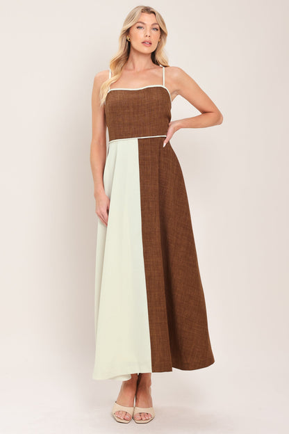 SIENNA FORM COLOR BLOCK MIDI DRESS
