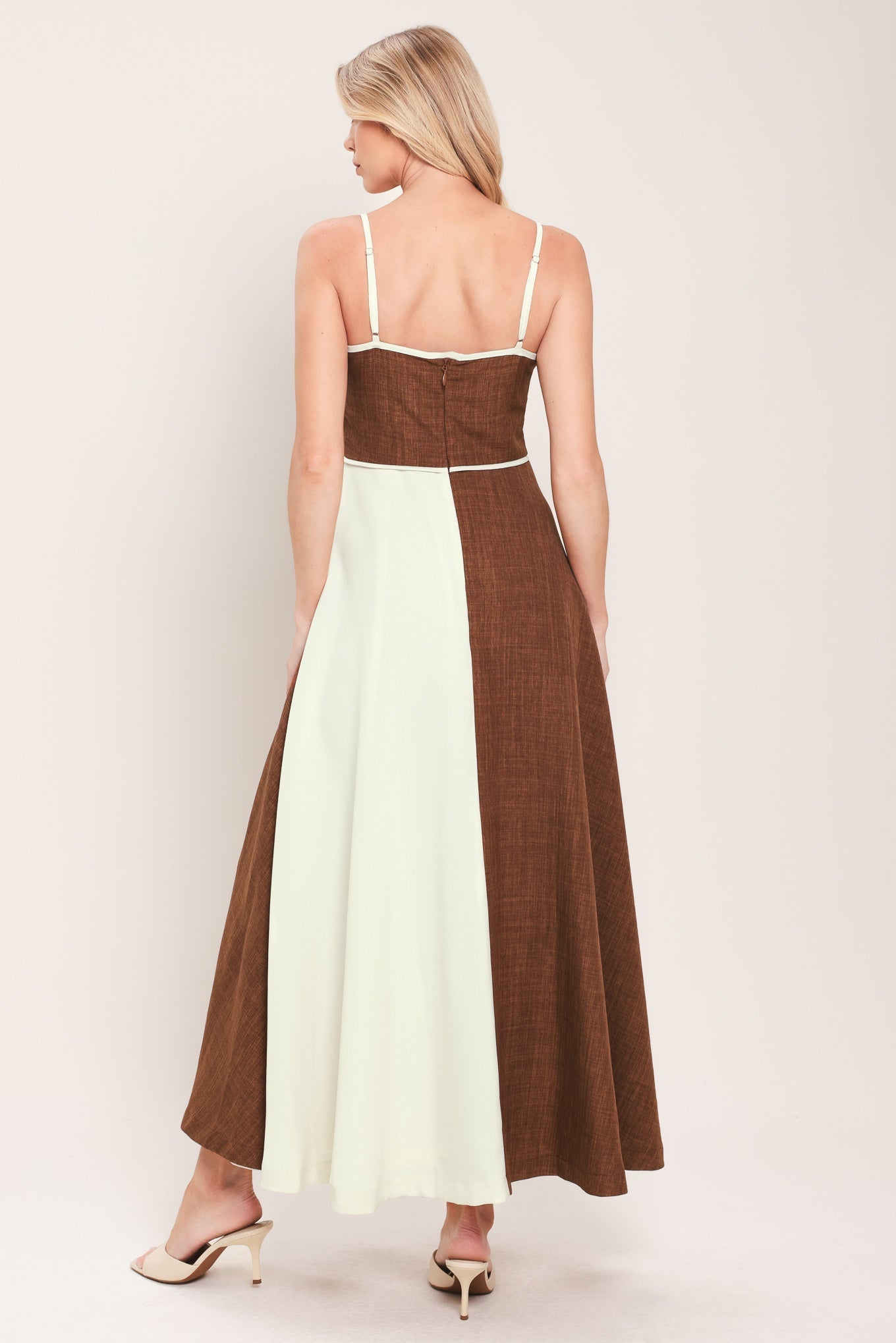 SIENNA FORM COLOR BLOCK MIDI DRESS
